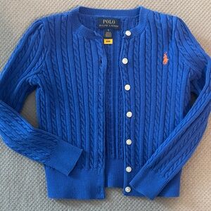 Girls Polo Ralph Lauren Blue Cable Knit Cardigan
